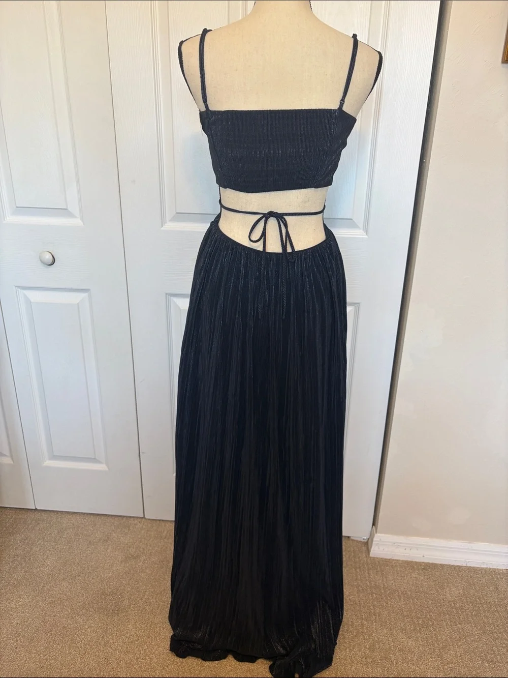 NWOT Jonathan Simkhai Daisy Metallic Cutout Pleated Maxi Gown. Size 2 & 4